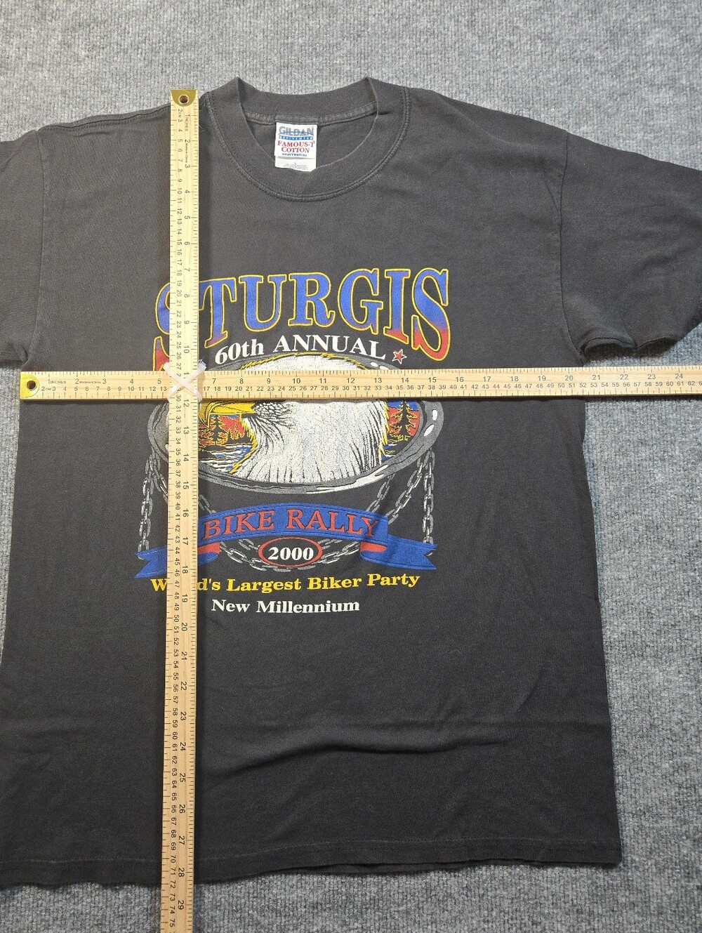 Vintage 2000 Sturgis 60th Annual Bike Rally T-Shirt Men's Large Black Eagle - Picture 7 of 7